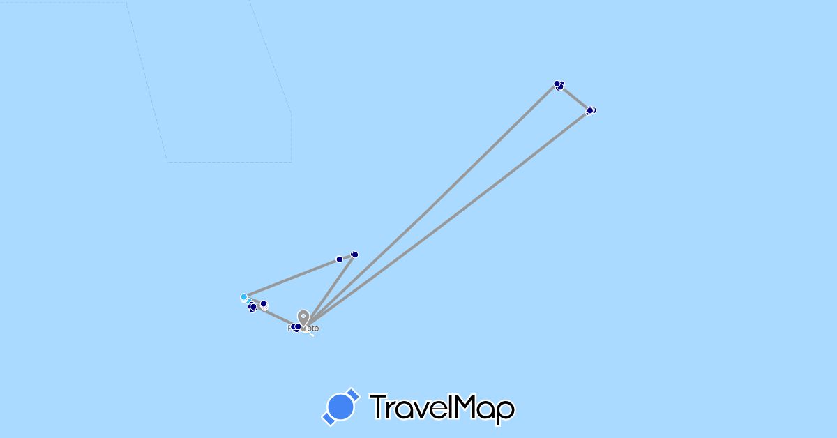 TravelMap itinerary: driving, plane, boat in France, French Polynesia (Europe, Oceania)